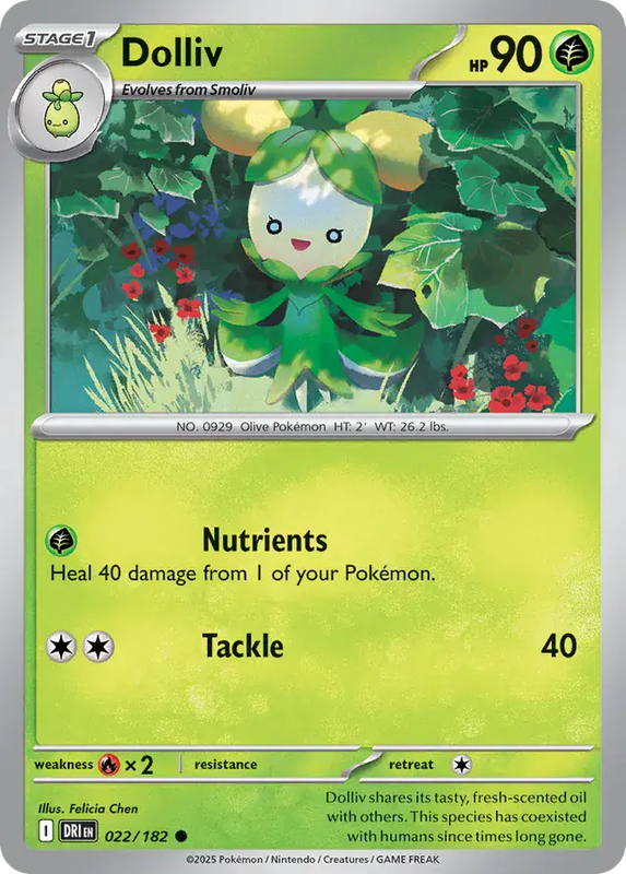 Pokemon Card - Dolliv 022/182 - Common - Destined Rivals - NM