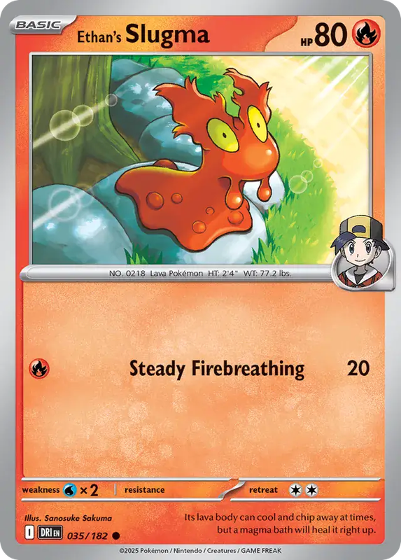 Pokemon Card - Ethan's Slugma 035/182 - Common - Destined Rivals - NM