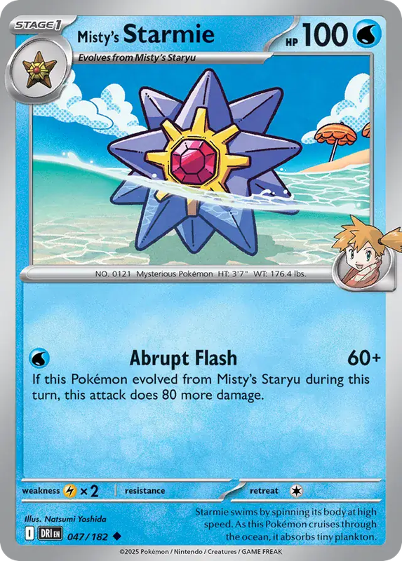 Pokemon Card - Misty's Starmie 047/182 - Common - Destined Rivals - NM