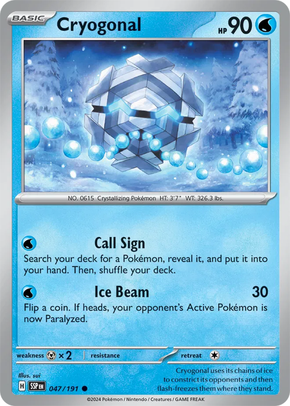 Pokemon Card - Cryogonal 042/191 - Common - Surging Sparks  NM