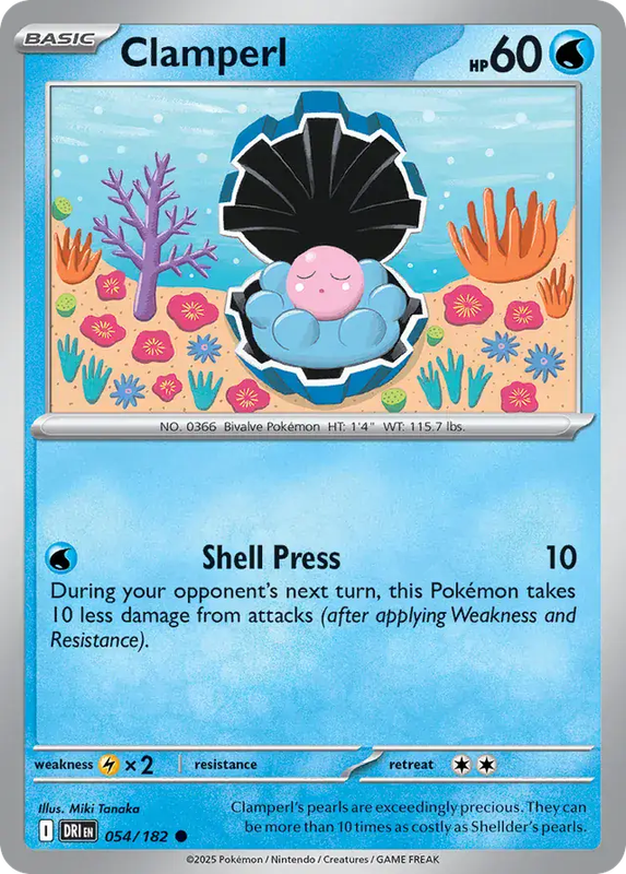 Pokemon Card - Clamperl 054/182 - Common - Destined Rivals - NM