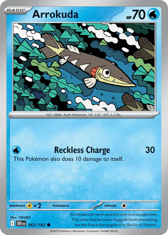 Pokemon Card - Arrokuda 062/182 - Common - Destined Rivals - NM