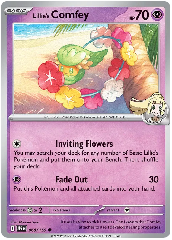Pokemon Card - Lillie's Comfey 068/159 - Common - Journey Together - NM