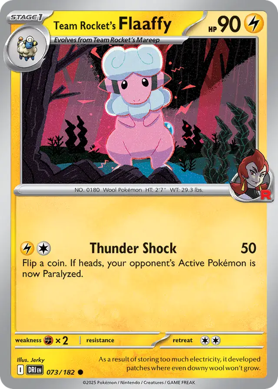 Pokemon Card - Team Rocket's Flaaffy 073/182 - Uncommon - Destined Rivals - NM