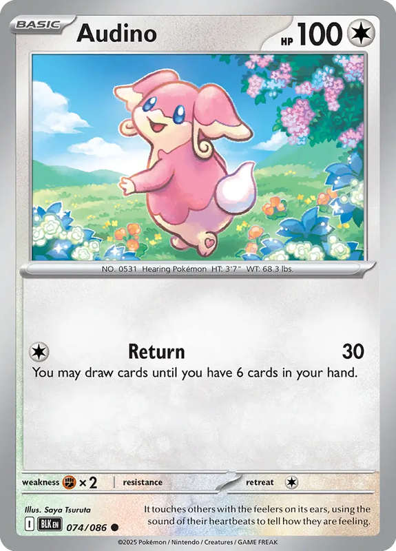 Pokemon Cards - Audino 074/086 - Common - Black Bolt - NM