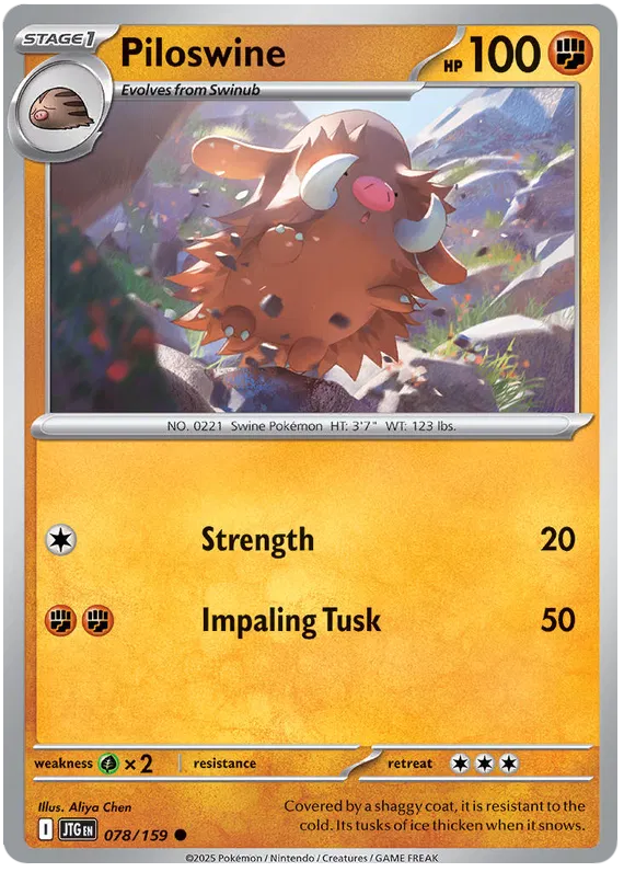 Pokemon Card - Piloswine 078/159 - Common - Journey Together - NM