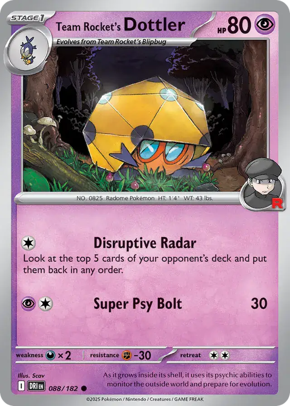 Pokemon Card - Team Rocket's Dottler 088/182 - Common - Destined Rivals - NM