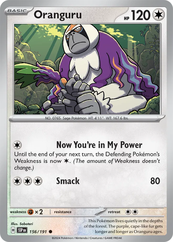 Pokemon Card - Oranguru 156/191 - Common - Surging Sparks  NM