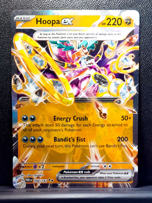 Pokemon Card - Hoopa EX 098/182 - textured Holofoil Double Rare - Paradox Rift NM