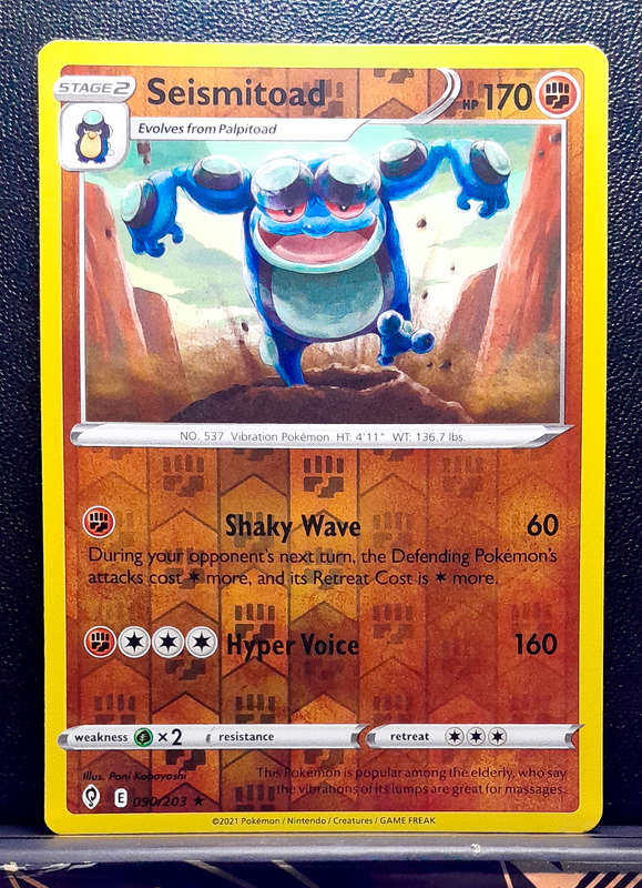 Pokemon Cards - Seismitoad 090/203 - Reverse Holo Rare - Sword & Shield Evolving Skies NM