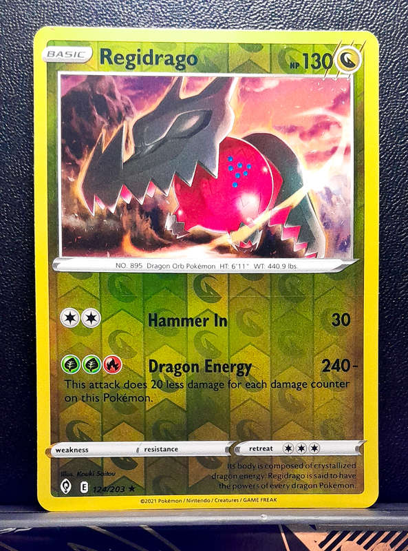 Pokemon Cards - Regidrago 124/203 - Reverse Holo Rare - Sword & Shield Evolving Skies NM