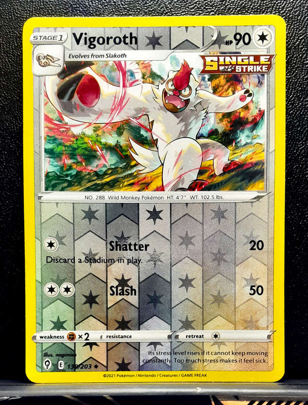Pokemon Cards - Vigoroth 130/203 - Reverse Holo - Sword & Shield Evolving Skies NM