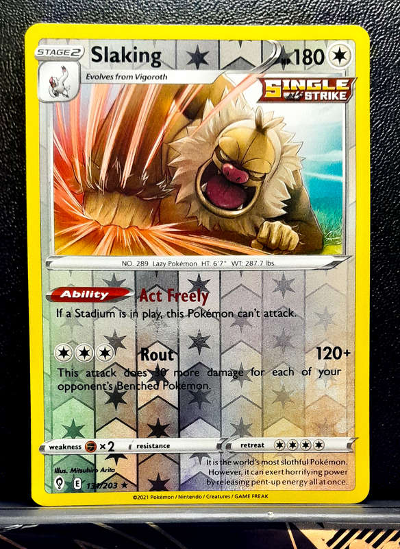 Pokemon Cards - Slaking 131/203 - Reverse Holo Rare - Sword & Shield Evolving Skies NM