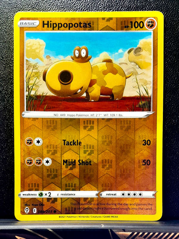 Pokemon Cards - Hippopotas 084/203 - Reverse Holo - Sword & Shield Evolving Skies NM