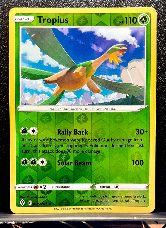 Pokemon Cards - Tropius 006/203 - Reverse Holo Rare - Sword & Shield Evolving Skies NM