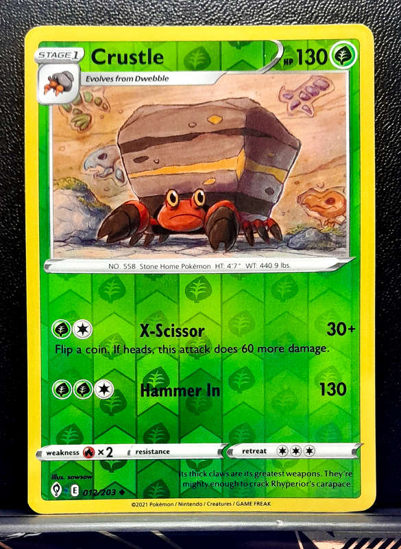 Pokemon Cards - Crustle 012/203 - Reverse Holo - Sword & Shield Evolving Skies NM