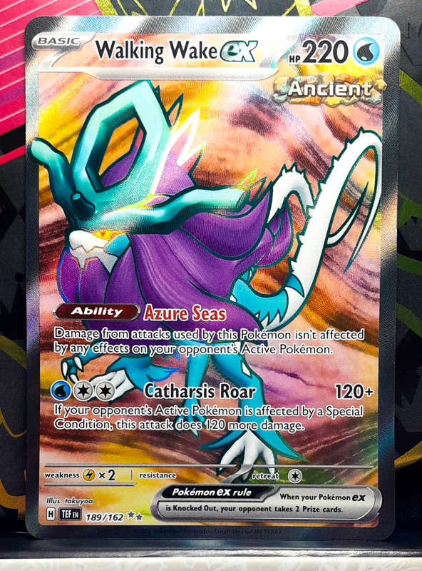 Pokemon Card - Walking Wake EX 189/162 - Double Rare Textured Full art - Temporal Forces