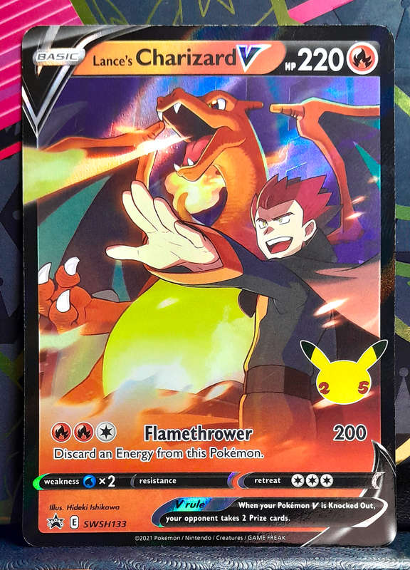 Pokemon Card - Lance's Charizard V SWSH133 - Black Star Promo Holofoil - 25th Anniversay