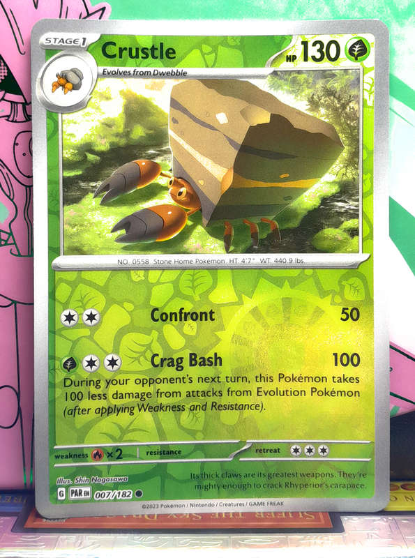 Pokemon Card - Crustle 007/182 - Reverse Holofoil - Paradox Rift NM