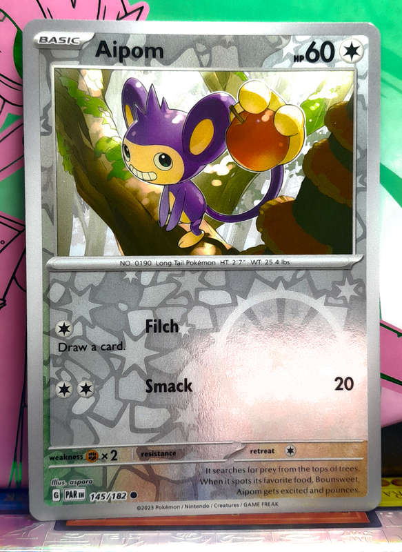 Pokemon Card - Aipom 145/182 - Reverse Holofoil - Paradox Rift NM