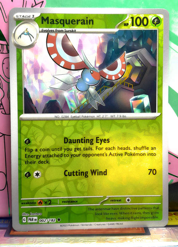 Pokemon Card - Masquerain 002/182 - Reverse Holofoil - Paradox Rift NM