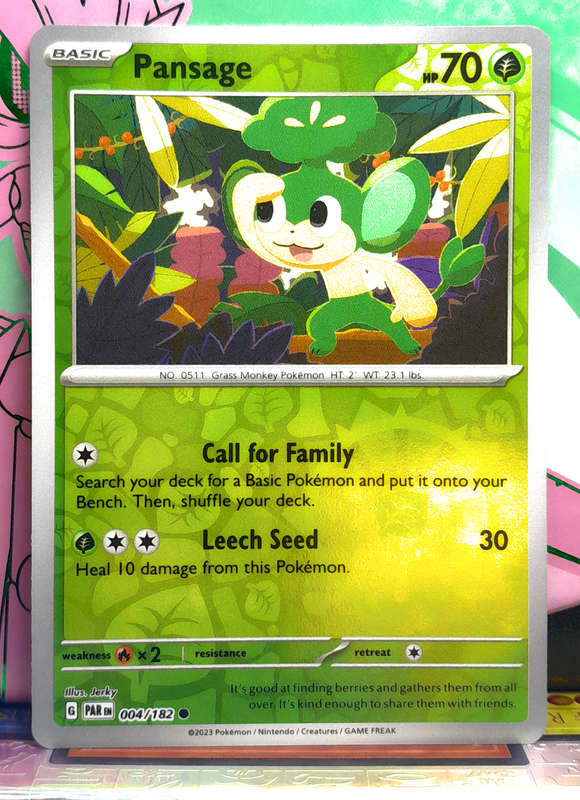 Pokemon Card - Pansage 004/182 - Reverse Holofoil - Paradox Rift NM