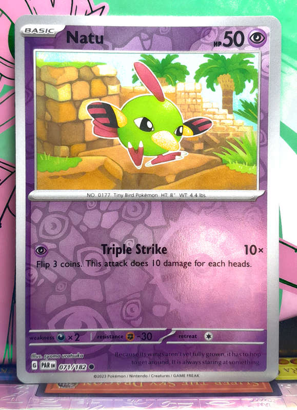 Pokemon Card - Natu 071/182 - Reverse Holofoil - Paradox Rift NM