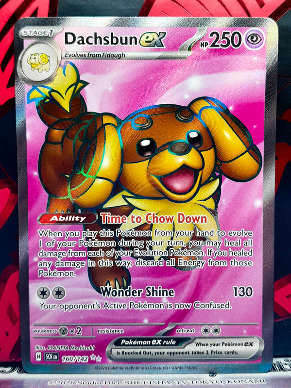 Pokemon Card - Dachsbun EX 160/142 - Textured Full Art - Secret Rare - Stellar Crown
