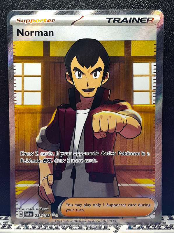 Pokemon Card - Norman 237/182 - Full Art Trainer - Textured - Paradox Rift NM