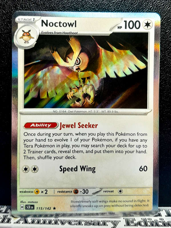 Pokemon Card - Noctowl 115/142 - Holo Rare - Stellar Crown NM