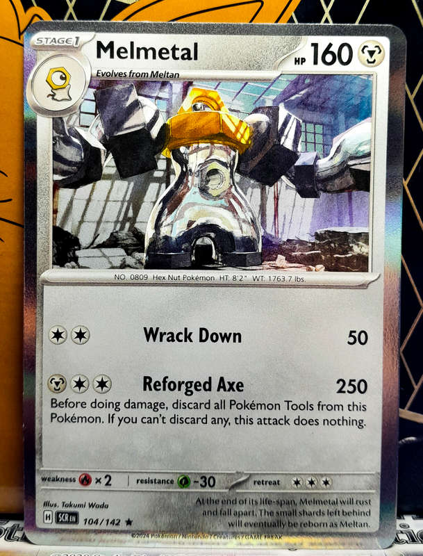 Pokemon Card - Melmetal 104/142 - Holofoil Rare - Stellar Crown NM