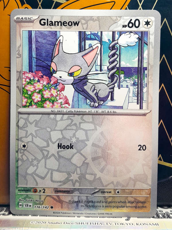 Pokemon Card - Glameow 116/142 - Reverse Holofoil - Stellar Crown NM