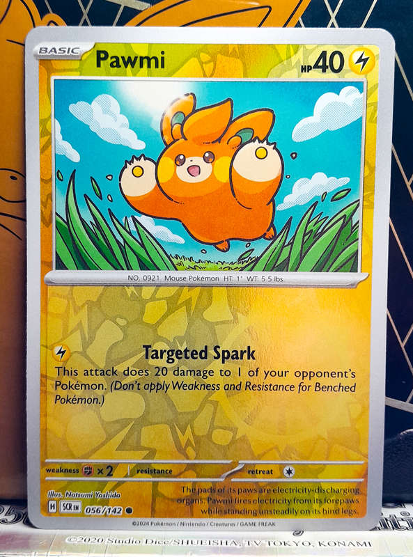 Pokemon Card - Pawmi 056/142 - Reverse Holofoil - Stellar Crown NM