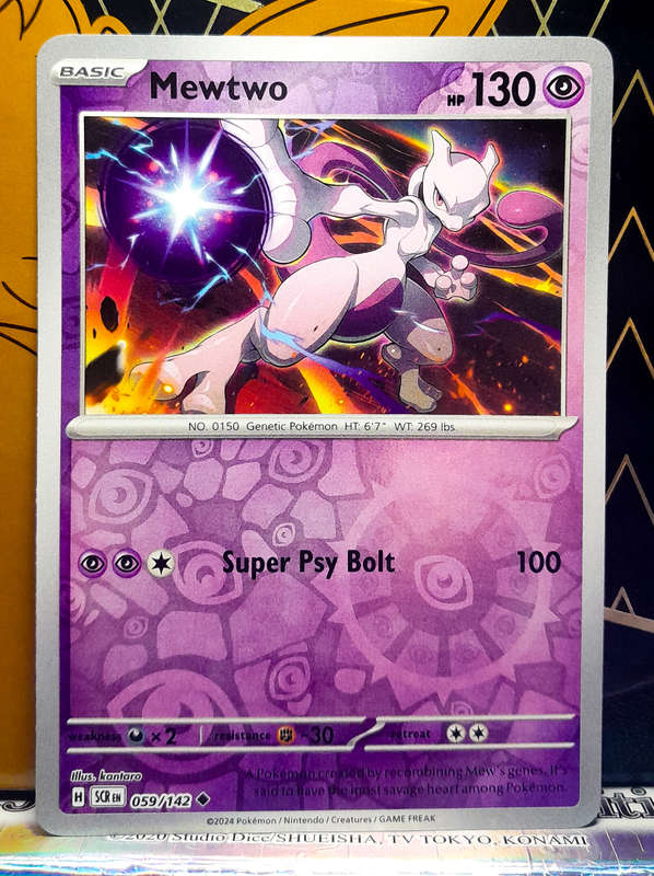 Pokemon Card - Mewtwo 059/142 - Reverse Holofoil - Stellar Crown NM