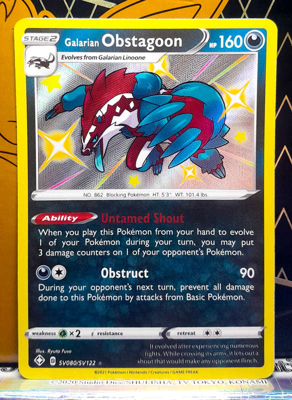 Pokemon Card - Galarian Obstagoon SV080/SV122 - Shiny Vault - Shining Fates