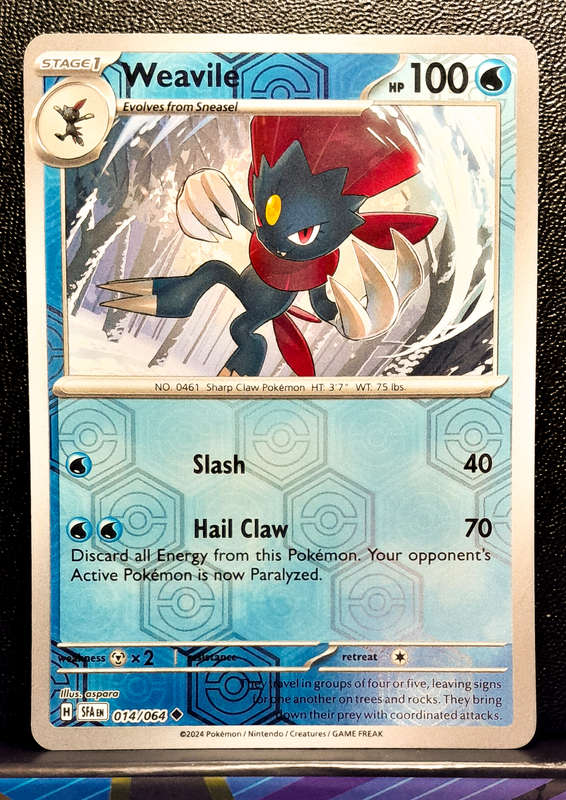 Pokemon Card - Weavile 014/064 - Reverse Holofoil  - Shrouded Fable NM