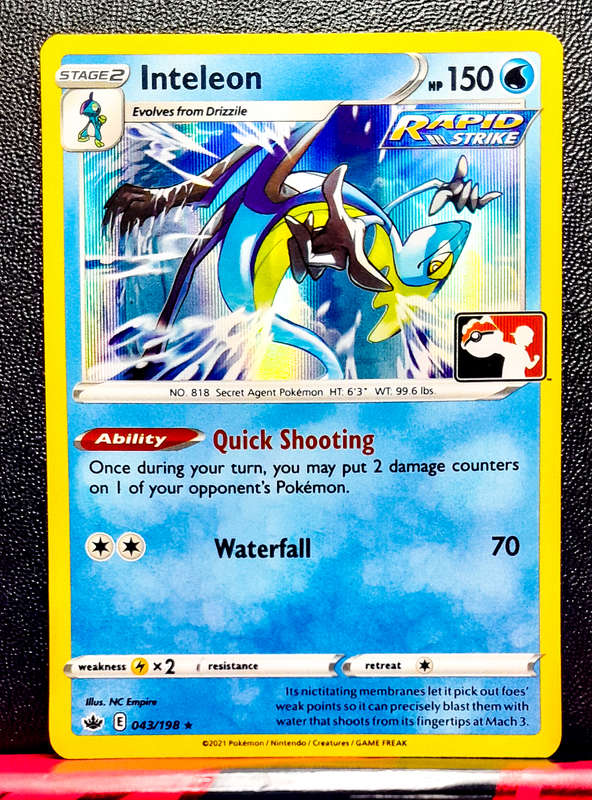 Pokemon Card - Inteleon 043/198 - Holofoil Rare - Prize Pack Stamped - Chilling Reign NM
