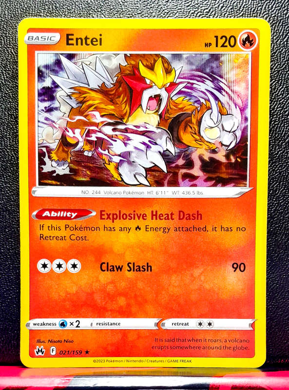 Pokemon Card - Entei 021/159 - Holofoil Rare - Crown Zenith NM