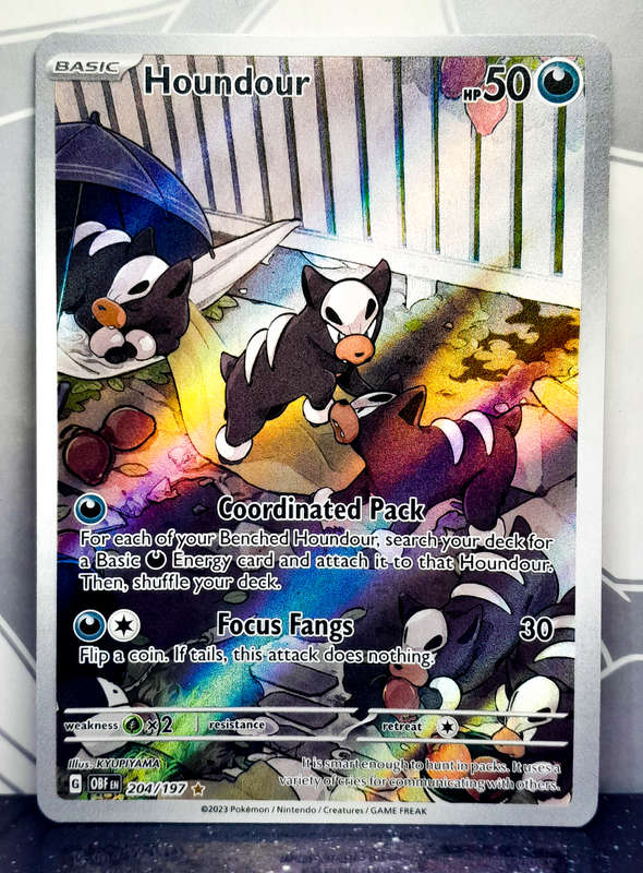Pokemon Card - Houdour 204/197 - Illustraition Rare - Obsidian Flames