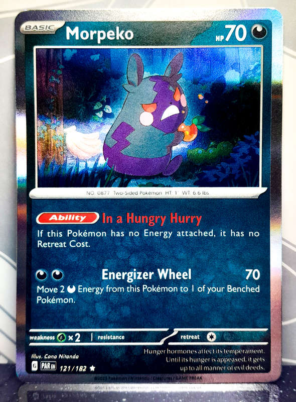 Pokemon Card - Morpeko 121/182 - Holofoil Rare -  Paradox Rift NM