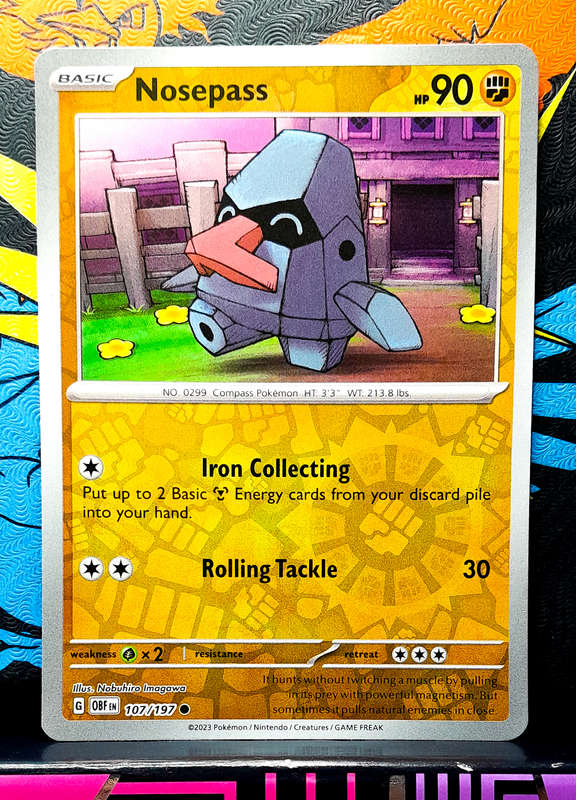 Pokemon Cards - Nosepass 107/197 - Reverse Holofoil - Obsidian Flames