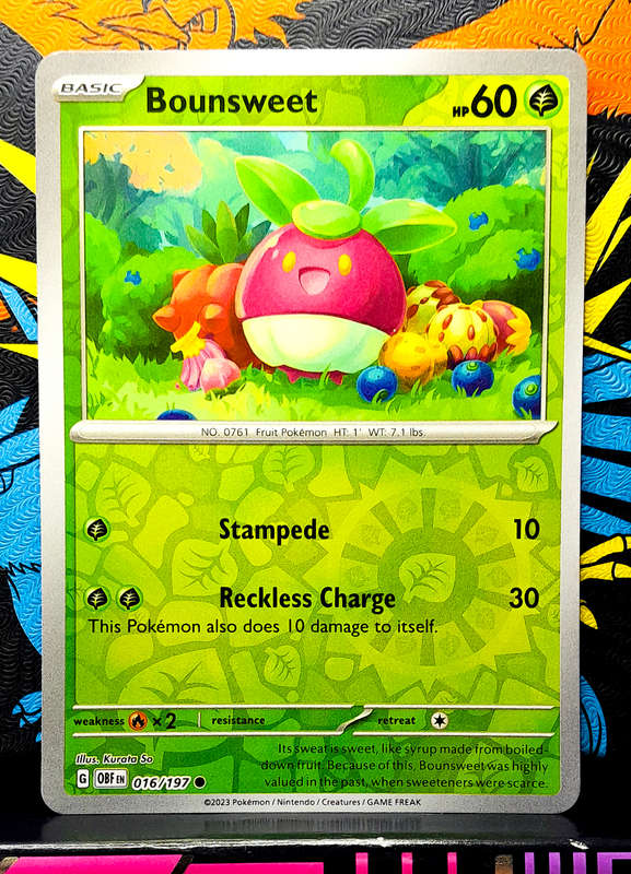 Pokemon Cards - Bounsweet 016/197 - Reverse Holofoil - Obsidian Flames
