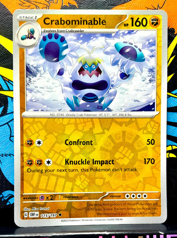 Pokemon Cards - Crabominable 115/197 - Reverse Holofoil - Obsidian Flames