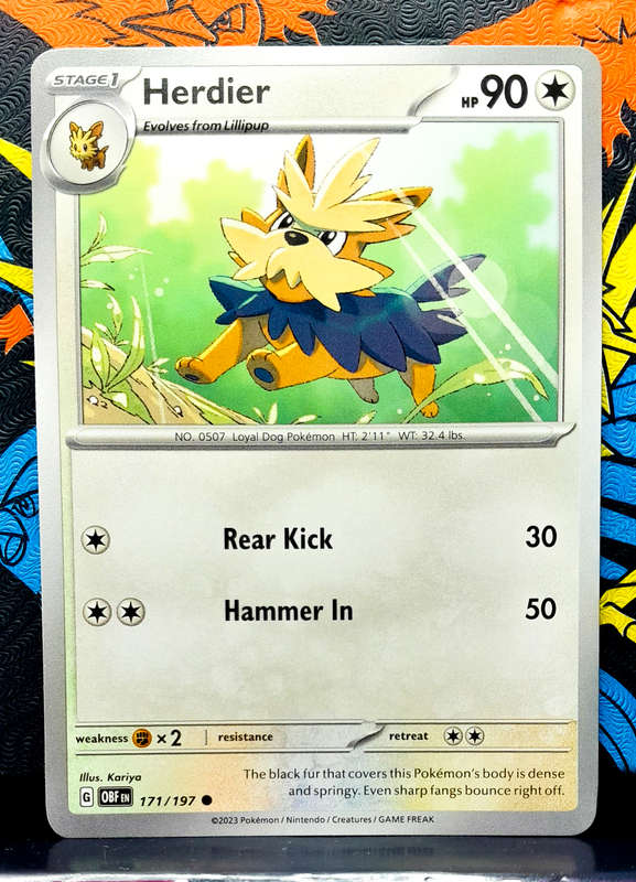 Pokemon Cards - Herdier 171/197 - Obsidian Flames