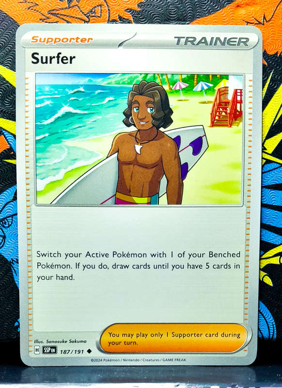 Pokemon Card - Surfer 187/191 - Supporter Trainer - Surging Sparks NM