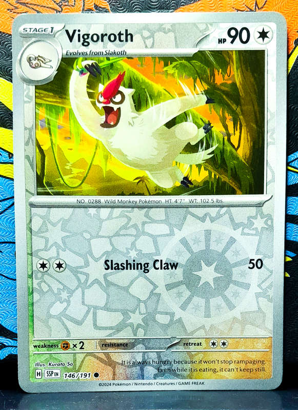 Pokemon Card - Vigoroth 146/191 - Reverese Holofoil - Surging Sparks NM