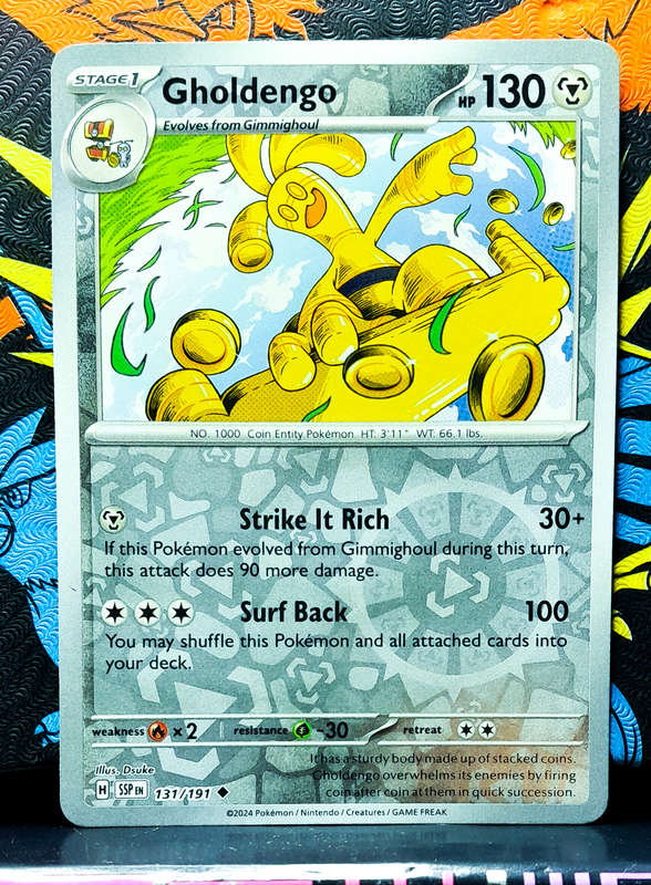 Pokemon Card - Gholdengo 131/191 - Reverese Holofoil - Surging Sparks NM