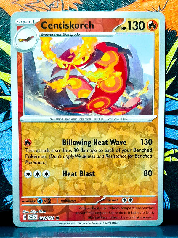 Pokemon Card - Centiskorch 028/191 - Reverese Holofoil - Surging Sparks NM