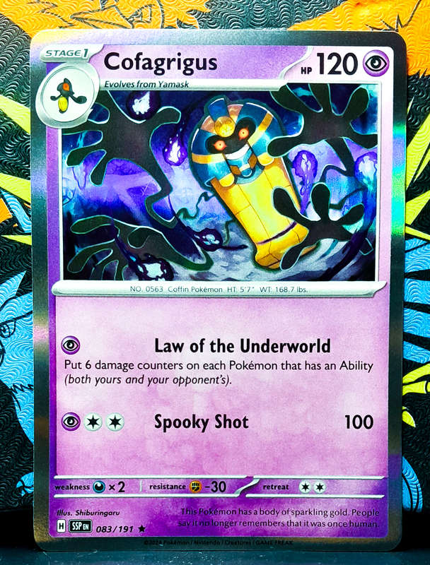 Pokemon Card - Cofagrigus 083/191 - Holofoil Rare - Surging Sparks NM