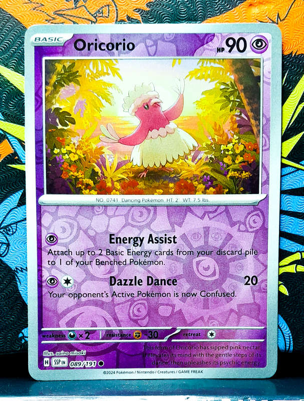 Pokemon Card - Oricorio 089/191 - Reverese Holofoil - Surging Sparks NM